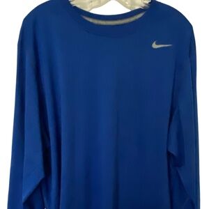 Nike Mens XL Dri-Fit Bright Blue Long Sleeve Crew Neck Active Athleisure Top.